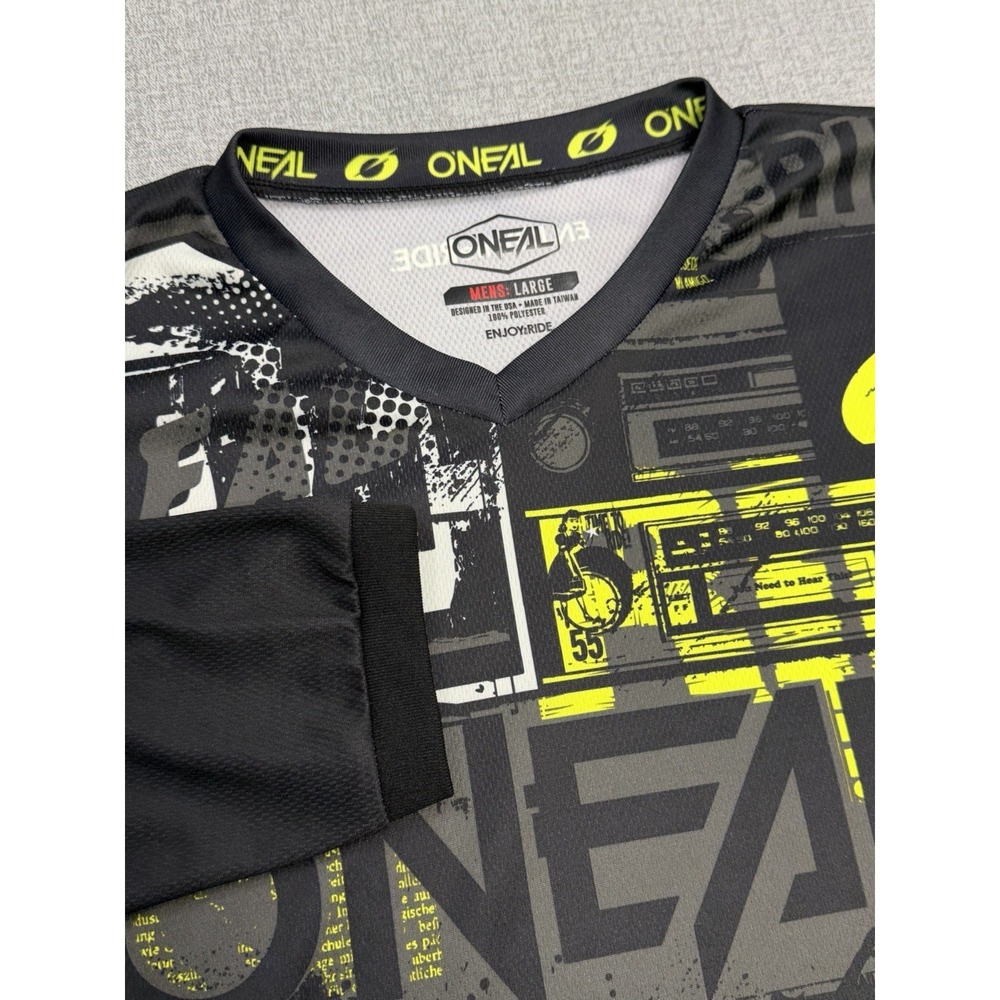 O'Neal Element Motocross Jersey Mens Large Black Neon Yellow MX Enjoy The Ride
